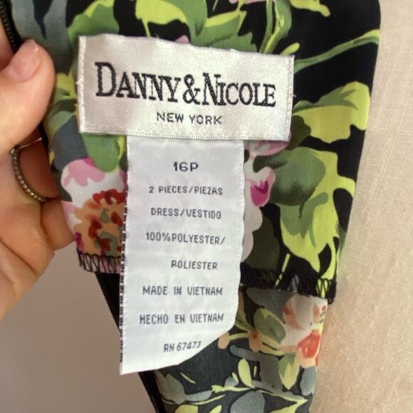 Danny & Nicole Vintage 90s Navy Floral Sleeveless Dress Size 16 Petie - Picture 7 of 14